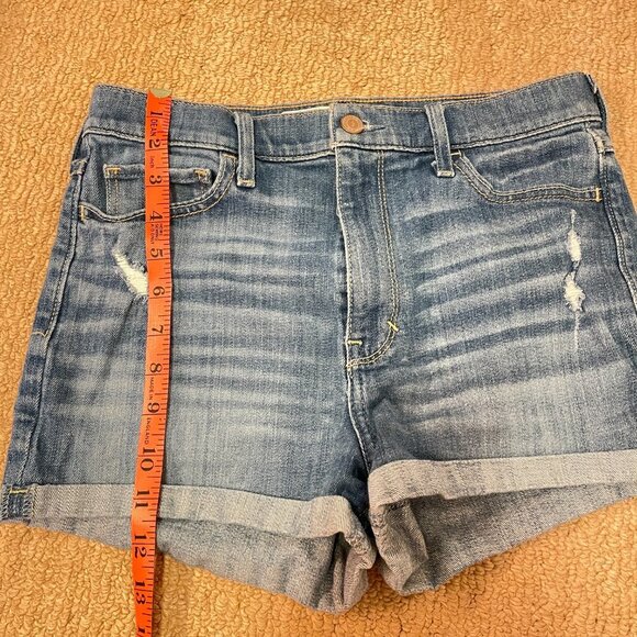 Hollister High Waist Distressed Medium Wash Denim Shorts - Size 28 - Picture 8 of 9
